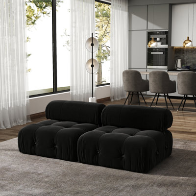 Canapé modulaire en velours sans accoudoirs 2 pièces Cylar
