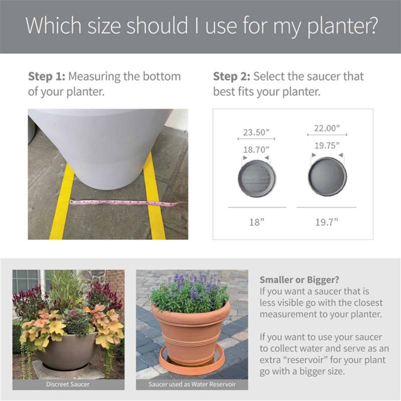 Universal Square Planter Saucer, 1.25" H x 16.75" W x 16.75" D, Caviar Black