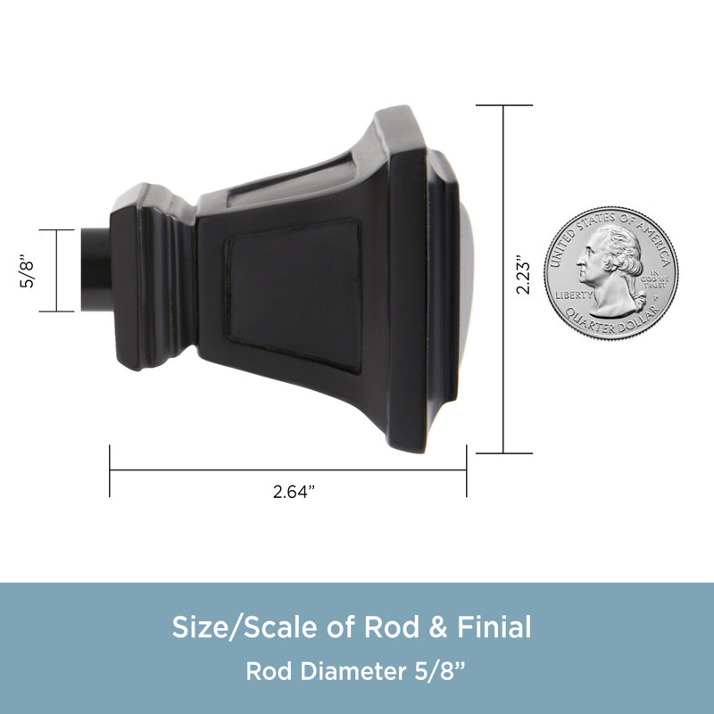 Richmond Adjustable 0.63" Single Curtain Rod, Matte Black, 48" - 86"
