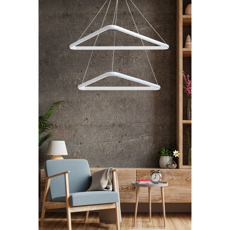 Adjustable White LED Chandelier, Aluminium Body, Medium: 11.8 x 11.8 x 11.8 in & Large: 15.7 x 15.7 x 15.7 in | 40-60 Watt, 6500K White Light | Modern Design, Perfect for Living Room & Dining Area