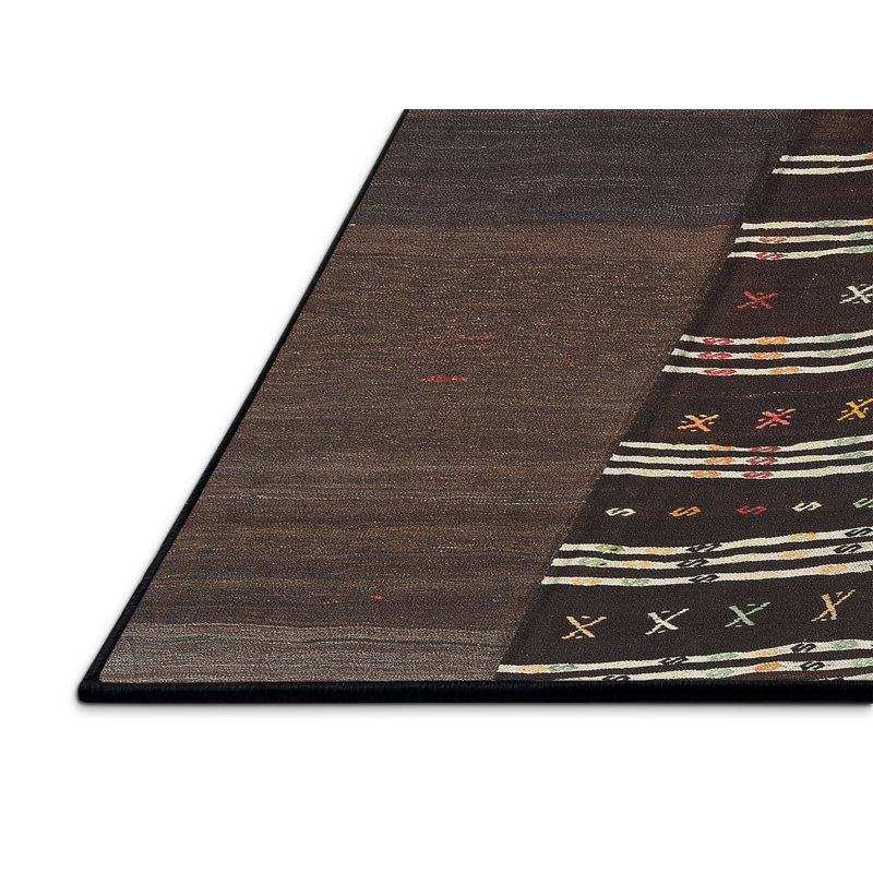 Tapis contemporain brun / noir, Rectangle 5 pi x 7 pi