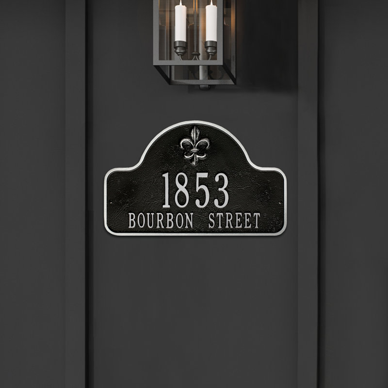 Lexy 2-Line Wall Address Plaque, Black/Silver, Yes