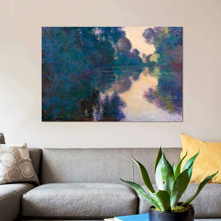 «Morning on the seine près de Giverny» par Claude Monet - reproduction d'art sur toile tendue, H 8 po x l 12 po x P 0,75 po