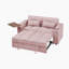 Canapé-lit en chenille rose avec accoudoirs avec rangement, port USB et table d'appoint rotative