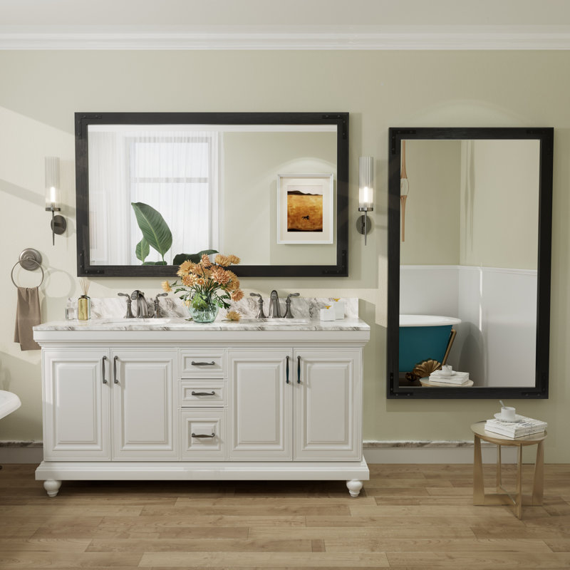 Miroir mural Amara Rustic Farmhouse, Noir, 60 po x 36 po
