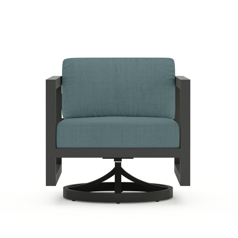 Avion 3 Piece Loveseat Set With Swivel, Slate, Cast Lagoon Sunbrella® Plainweave