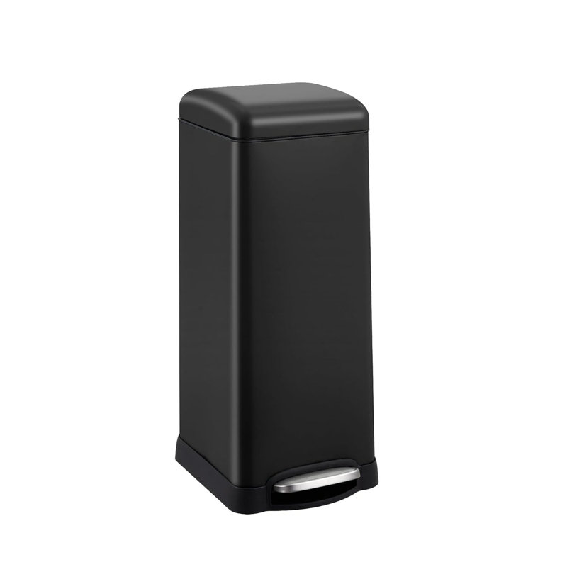 Poubelle de cuisine en acier inoxydable 8Gal / 30L anti-traces de doigts avec couvercle à fermeture douce et pédale, Noir