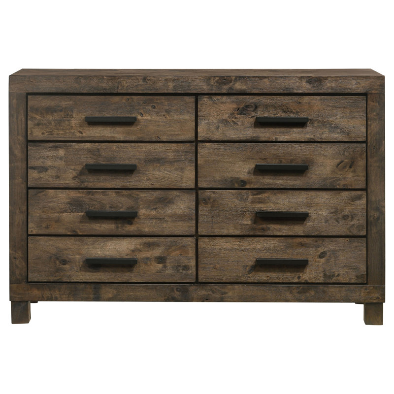 Commode 8 tiroirs rustique brun doré