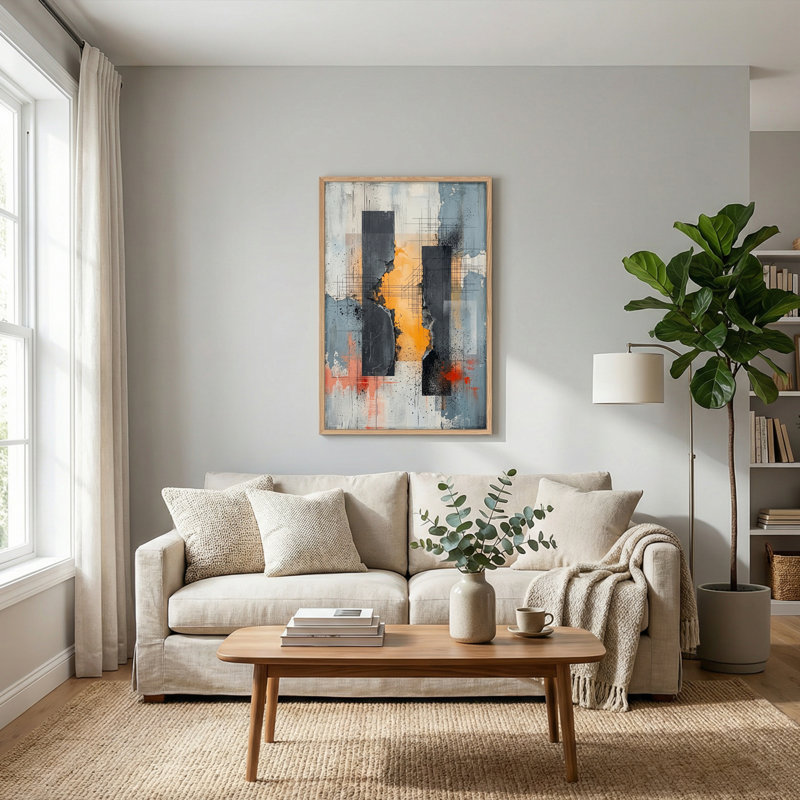 Ensemble de 1 toile texturée abstraite, 48"H x 32"W, Naturel