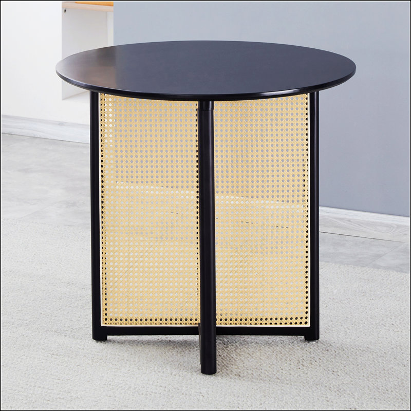 Table ronde noire en bois massif
