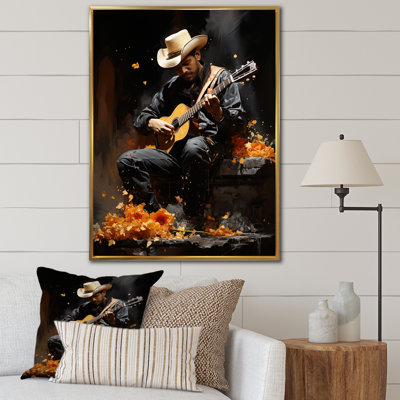 Machleid orange noir, art mexicain les mariachis - reproduction