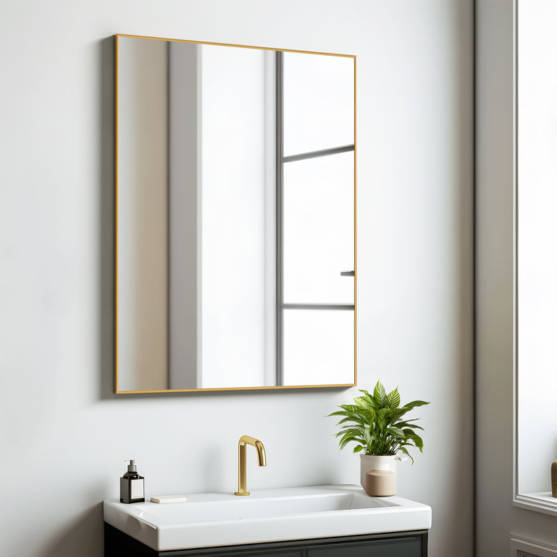 Miroir de salle de bain mural Kayelle, Doré, 31 po x 24 po