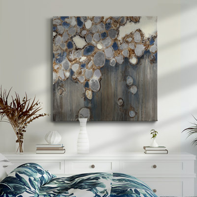 Coquilles d'huître indigo - Toile tendue avec châssis de qualité supérieure - prête à être accrochée