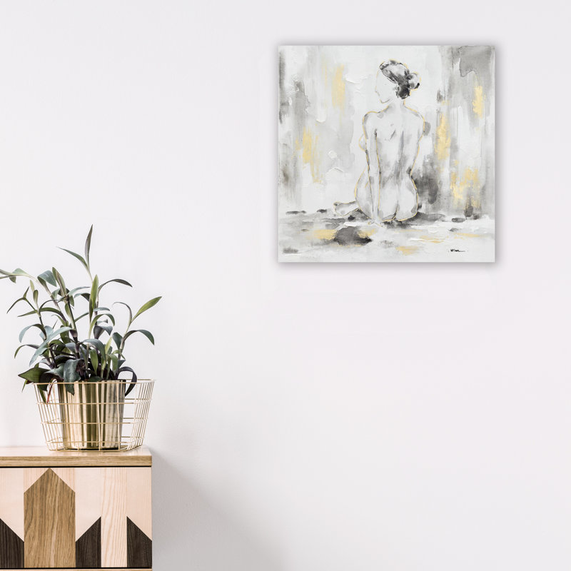 Dame nue - peinture sur toile tendue, H 20 po x l 20 po x p 2 po