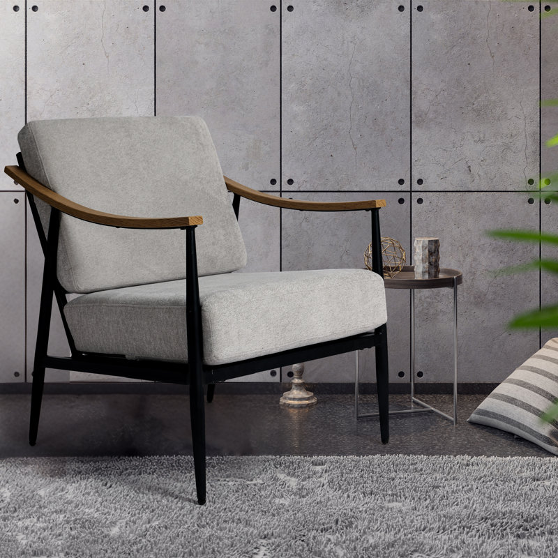 Fauteuil de lecture moderne 26 po Mid-Century, Gris