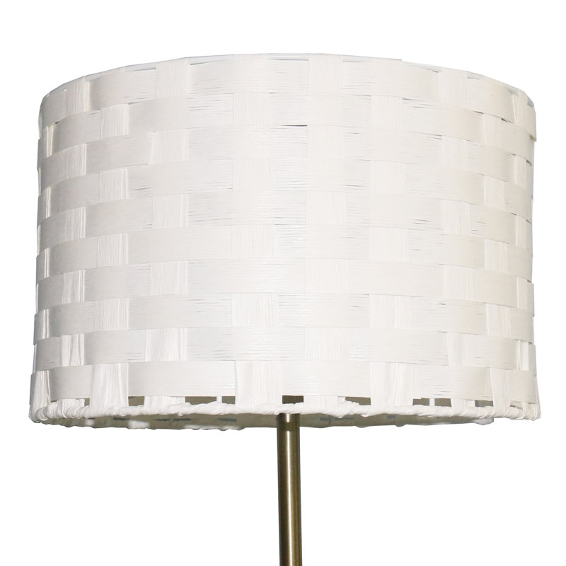 Modern Slim Standing Floor Lamp With Marble Base And Textured Drum Shade – Contemporary Lighting For Living Room & Bedroom
