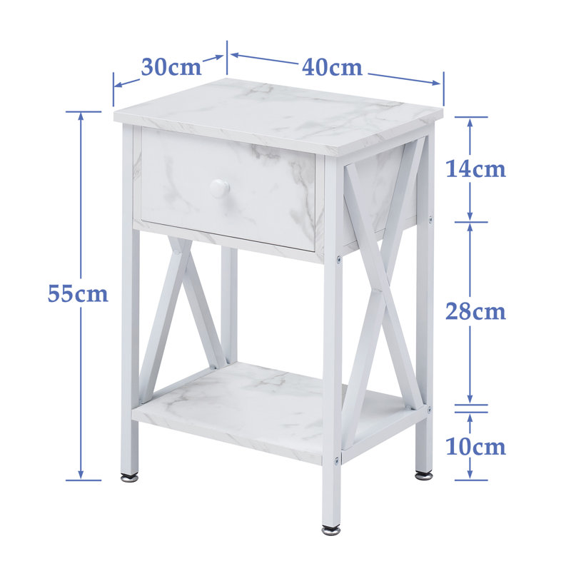 Roberson 1 Drawer Bedside Table, White