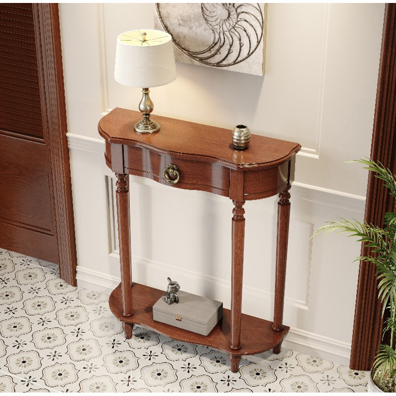 Table de hall d'entrée traditionnelle avec pieds fuselés, H 35,43 po x l 39,37 po x P 11,81 po