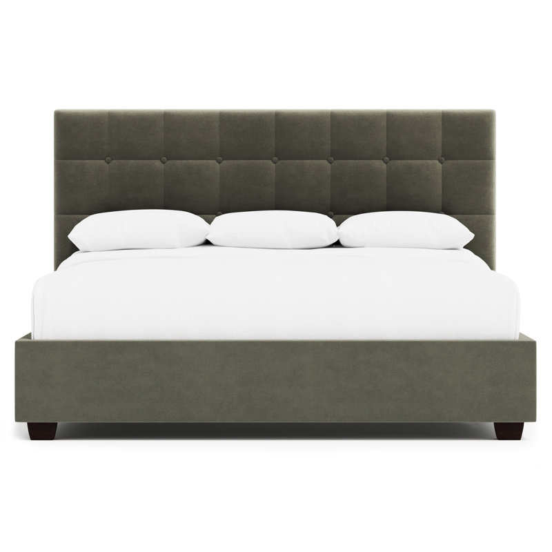 Avery Upholstered Panel Headboard Design, Espresso/Dark Gray
