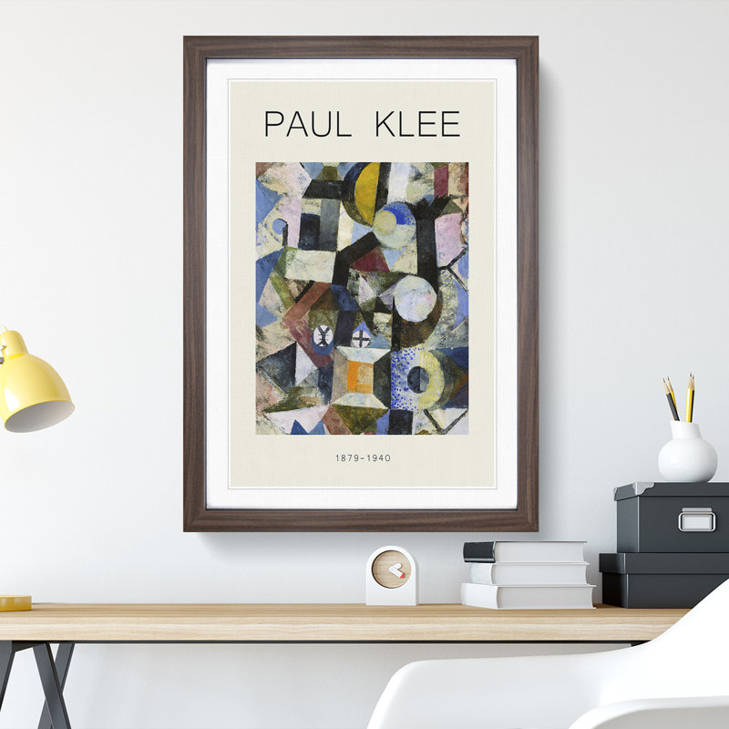 Yellow Half Moon Print by Paul Klee - Picture Frame Painting, Walnut, 65cm H x 48cm W x 2cm D