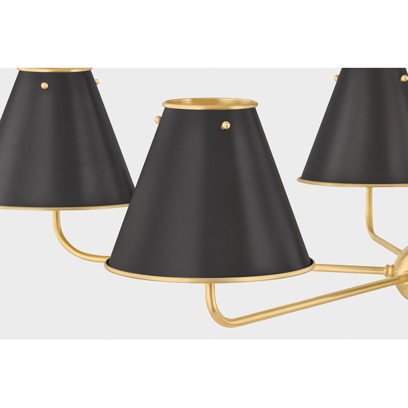 Burghley Linear in Aged Brass/Distressed Bronze by Mark D. Sikes, 5 Lights, 18.25" H x 43" W x 43" D, Black