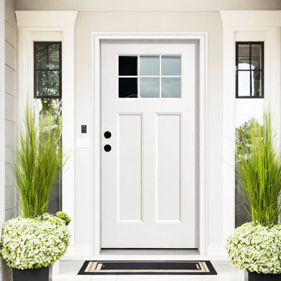 36*80 Fiberglass Door Knock-Down Primed Entry Door With Brickmould & Vinyl Frame