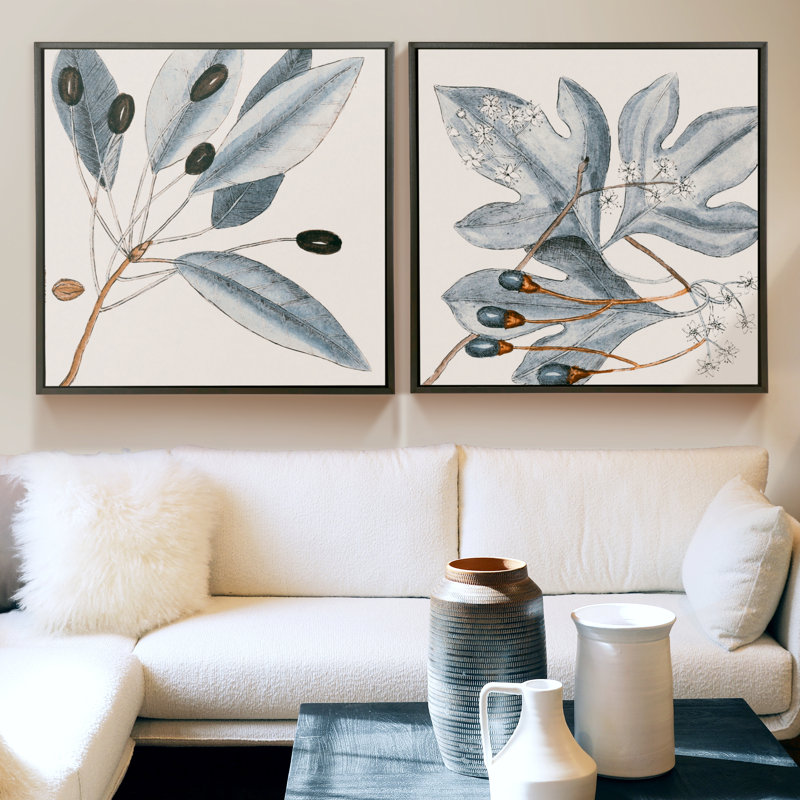 Vintage Blue Botanical II Black (P83332) - No Mat