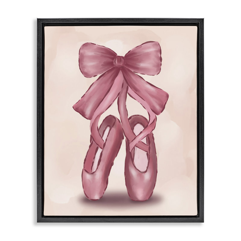 Art mural sur toile flottant avec chaussons de ballet par Hey Bre! Creative Studio, Cadre flottant noir de jais