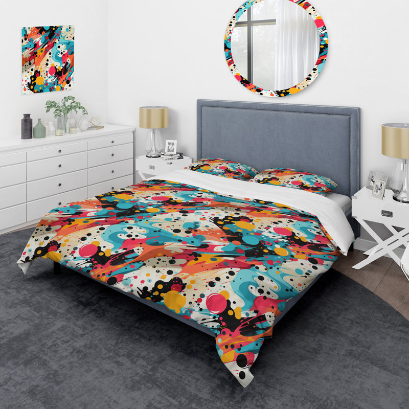 Ensemble de housse de couette colorée Popart Vortex Fusion, Housse de couette pour très grand lit et 2 très