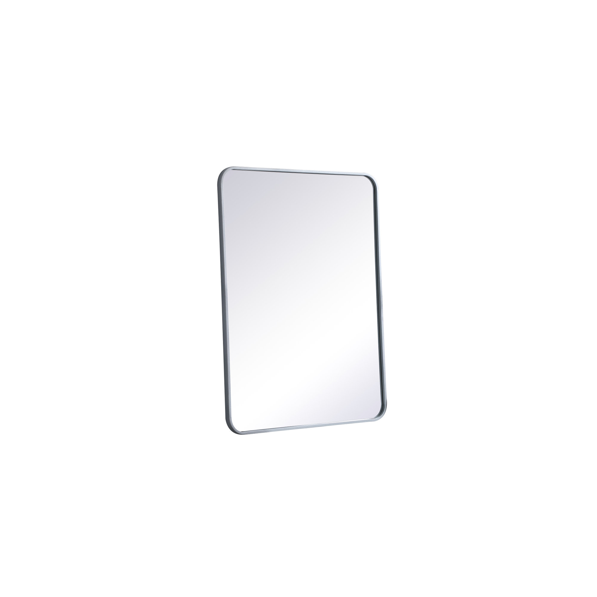 Sabine Metal Rounded Rectangle Wall Mirror, 36" x 27", Silver