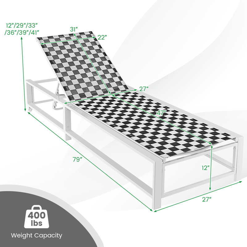 Eviemarie Outdoor Metal Chaise Lounge, 2 Pieces
