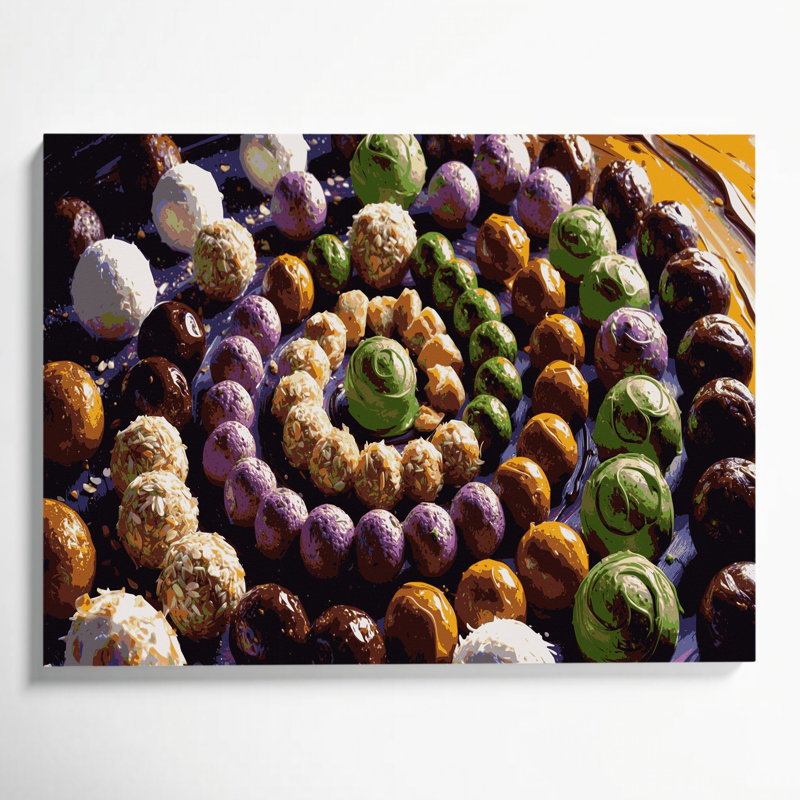 «Desserts Energy balles», art mural sur toile brune, H 24 po x l 36 po