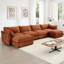 Chenille orange à 4 places en forme de U avec 2 repose-pieds, tiroir de rangement modulaire surdimensionné sous chaque siège, conception intégrée et coussins d'accoudoirs, tissu en forme de croissant Clean Line, doux-717702700