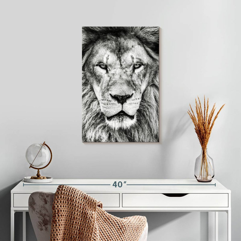 Brampt Monochrome Lion Head, 24" H x 16" W