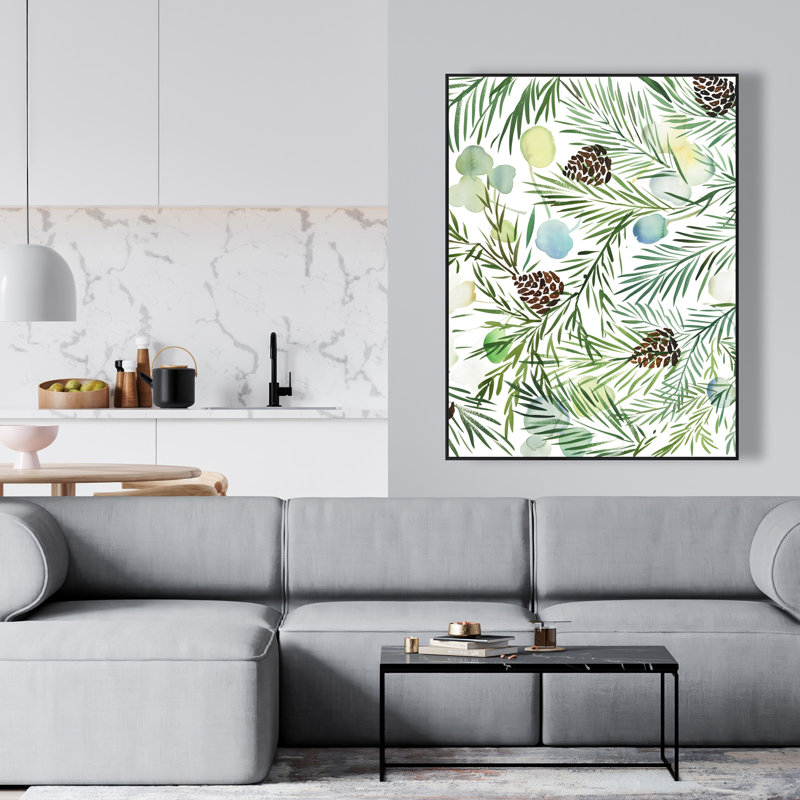 Pine Cone Pattern - Brown Seasons Framed Canvas | Home Decor