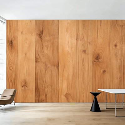 Papier peint adhésif imitation parquet en chêne naturel, brun chaud rustique, 254 cm (H) x 366 cm (L), amovible, en PVC, pour chambre, salon ou bureau.