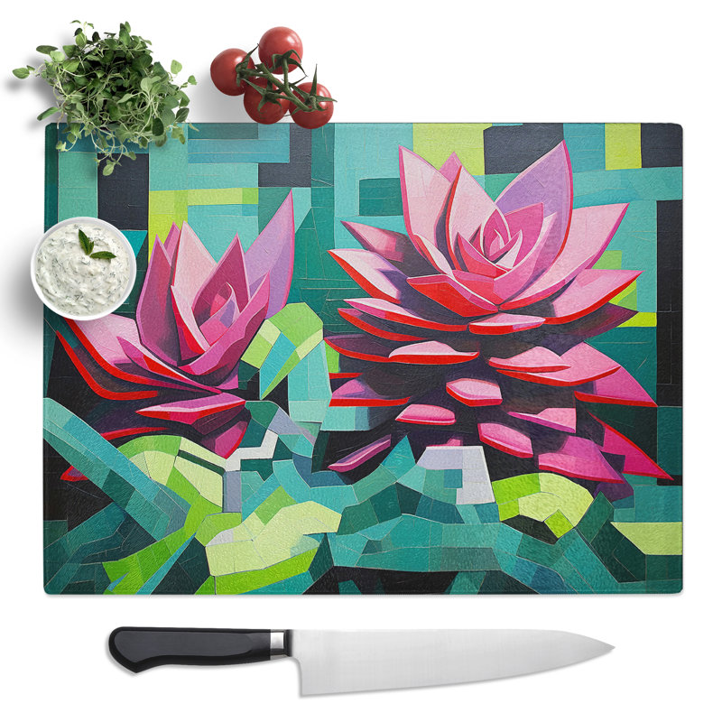 Succulent Constructivism No.2  Glass Chopping Board