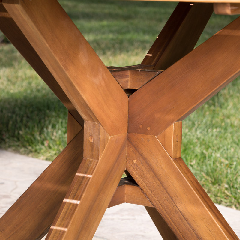 Renaud 4 - Person Wood Patio Dining Set with Round Table