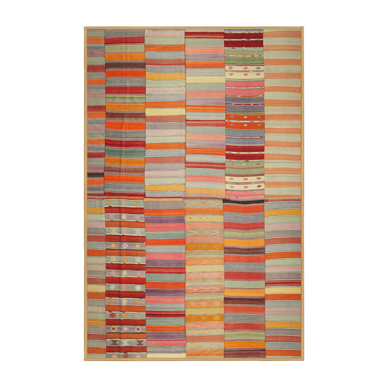 Tapis jaune / rouge / rose Glenven, Rectangle 8 pi x 12 pi