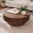 31.5" Modern Round Coffee Table With Storage Solid Wood Veneered Coffee Table Accent Tea Table-1452732522