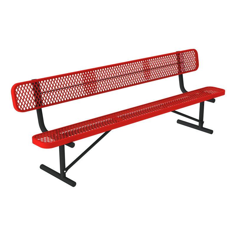 Banc d'extérieur à fixation en surface en acier de qualité commerciale Open Air Series, Rouge