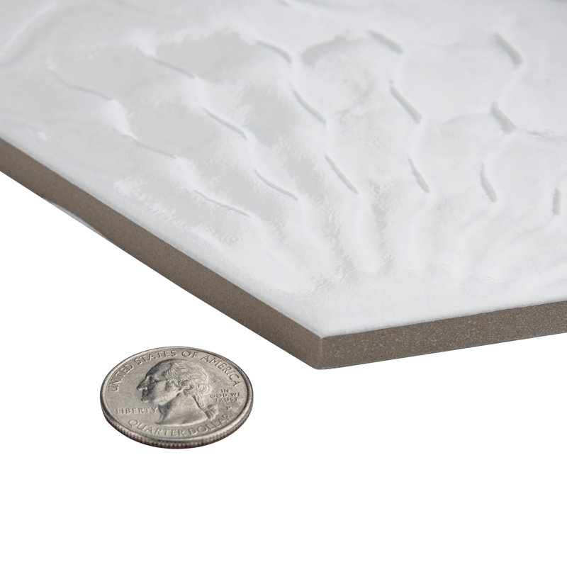 Gaudi Hex 9" x 10" Porcelain Patterned Wall & Floor Tile, White