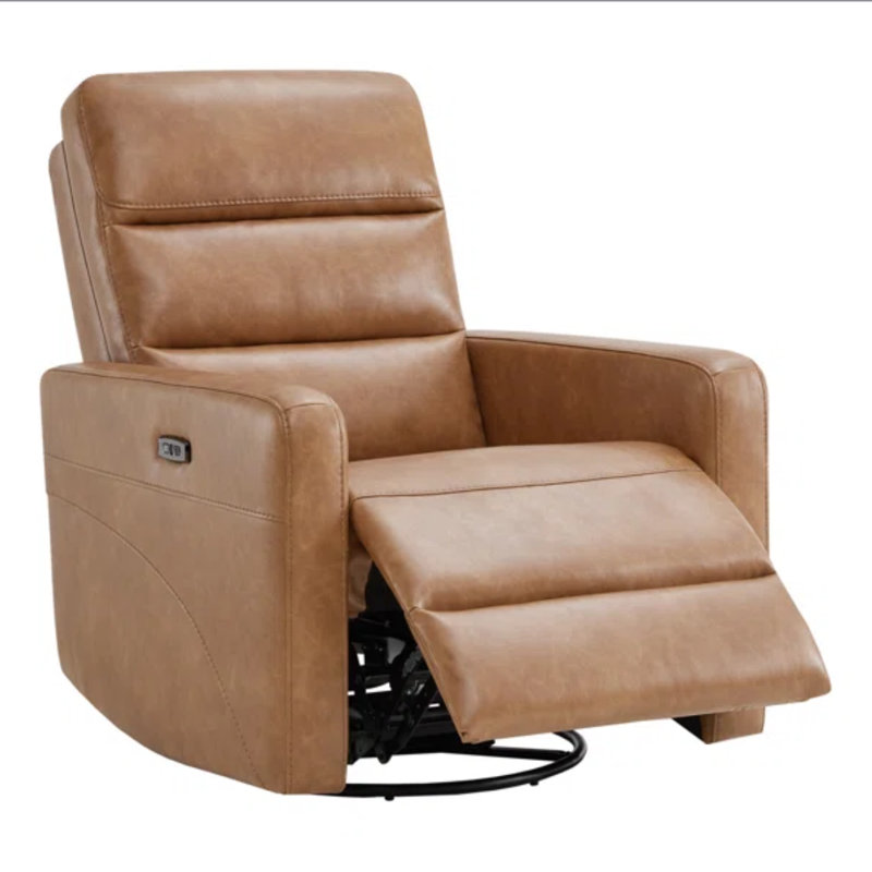 Fauteuil inclinable électrique pivotant en cuir Mila (ensemble de 2), Brun