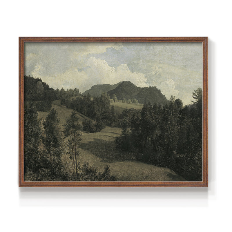 Paysages rétro-CDXV - reproduction encadrée, H 11 po x l 14 po, Noyer