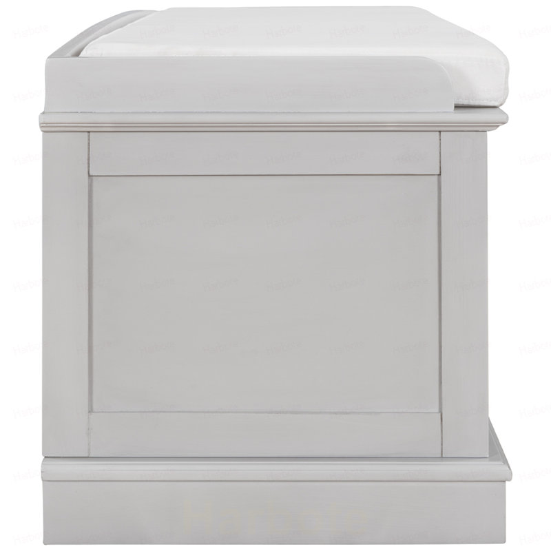 Polyester Upholstered Bench, Light Grey