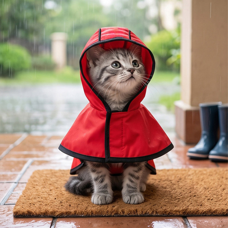 Dog Swim Vest with Handle and Leash Attachment Waterproof Dog Raincoat Pet Jacket Outdoor Rain Cover For Dogs Cats Walking Travel Weather Protection Clothing