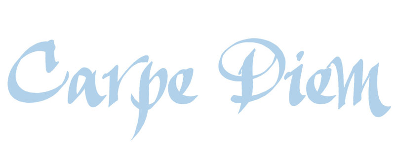 Décalcomanie murale indemnités journalières carpe diem, Bleu poudré, H 9,5 po x l 36 po x P 0,01 po