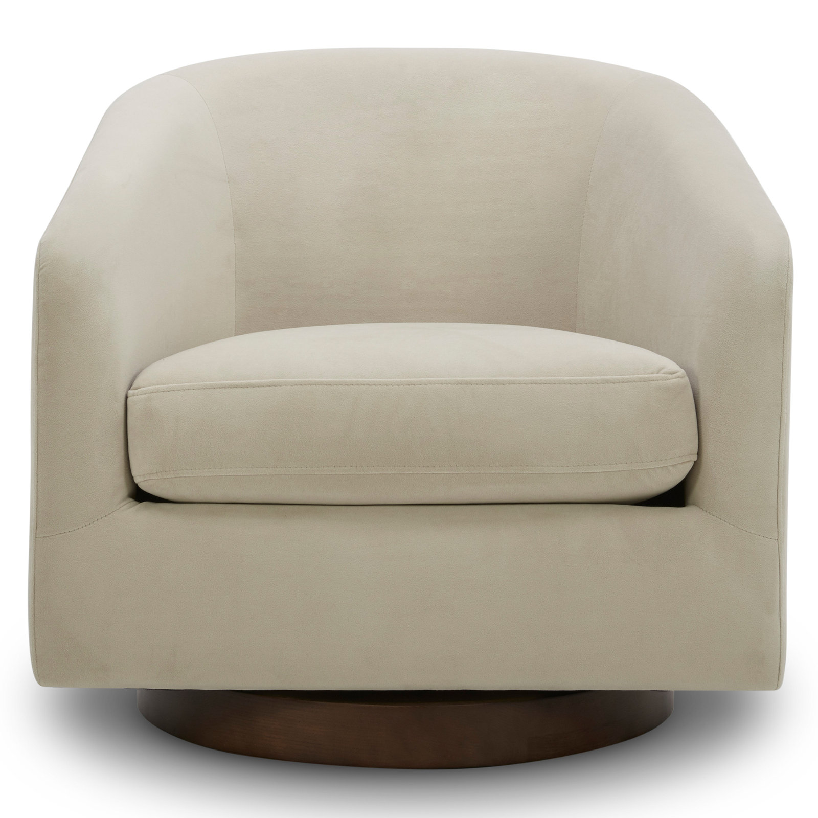 Bennett Swivel Barrel Chair, Bella White Velvet