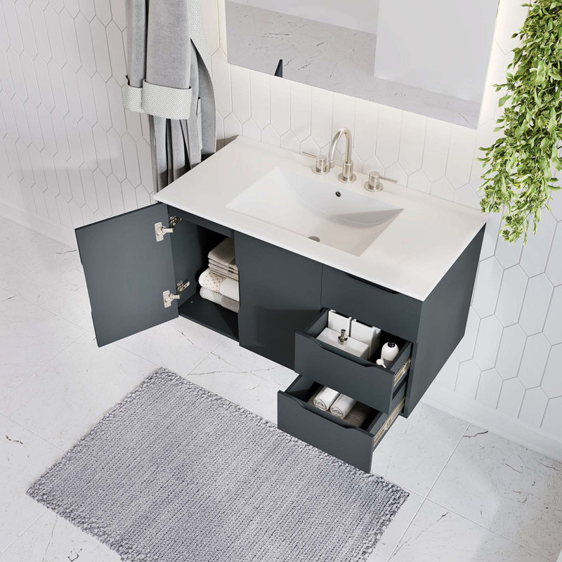 Modway Vitality 36" Bathroom Vanity, White, Gray
