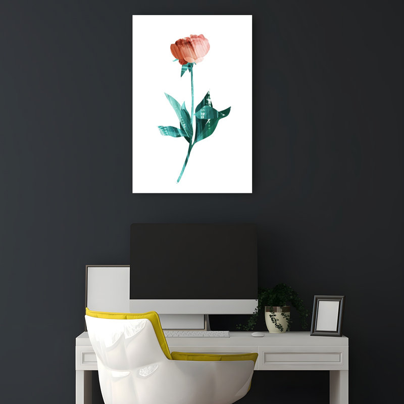 Flower Power #1 Abstract Contemporary Peony Rose Flower Landscape Wall Art Print 1 Piece Wrapped Canvas Wall Art